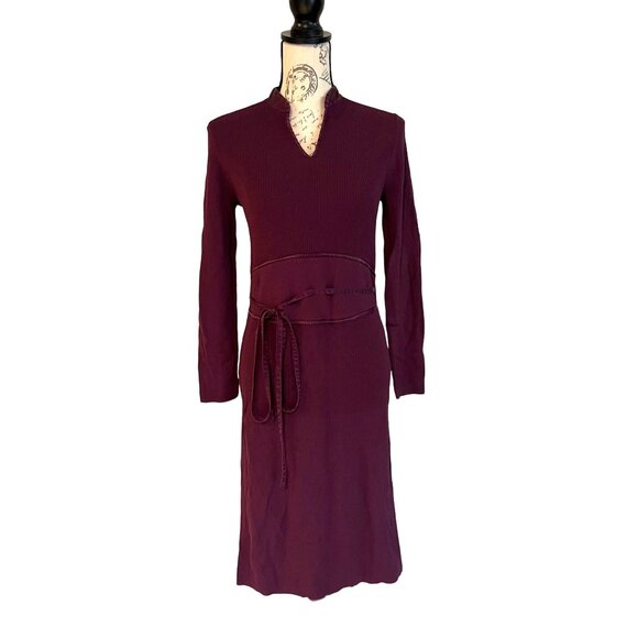 Spenser Jeremy Dresses & Skirts - Spenser Jeremy Knit Dress Purple Ribbed Long Sleeve Bodycon Belt Career Office